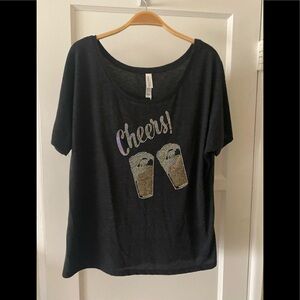 Bling Cheers and Beers Ladies Slouchy T-shirt